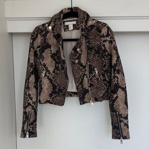 Snake Print Cropped Jacket